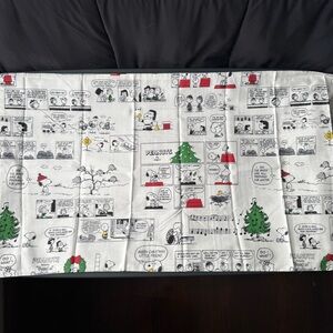 Peanuts Holiday Comic Strip Blanket - White and Green
